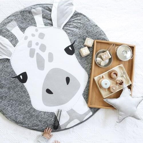 90CM Kids Play Game Mats Round Carpet Rugs Mat Cotton Giraffe Crawling Blanket Floor Carpet For Kids Room Decoration Baby Gifts