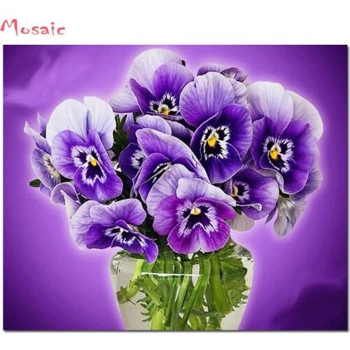 DIY Full square/round drill Diamond Painting purple flowers New Needlework diamond embroidery Cross stitch wedding decoration