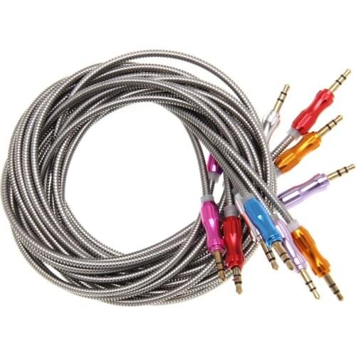 Heavy Metal Jack 3.5mm Audio Cable Sound Cable Head Good Quality Metal Coiled Audio Cable for MP3 PC Speaker Smartphone 300pcs