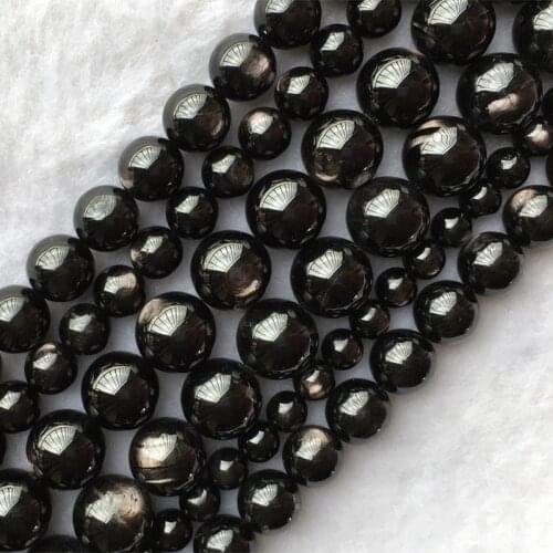 High Quality Natural Genuine Black Hypersthene Round Loose Stone Jewelry Gemstones Beads 4-12mm 15" 05654