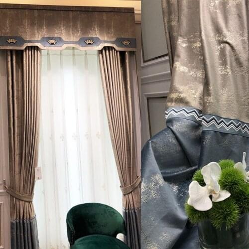 European and American luxury high quality elegant beige chenille embroidered blackout curtains for living room windows bedroom