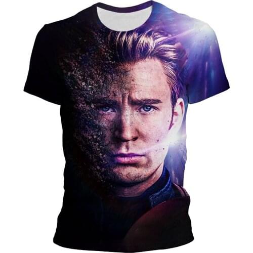 Disney Marvel Movie Avenger 3D Print T-shirt Mens Clothes Superhero Captain America T Shirt Summer Kids Girls Boys Tees Tops