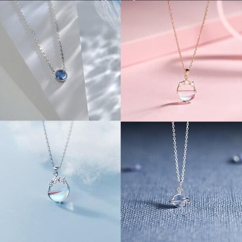 925 Sterling Silver Pin Pearl ring 2 / 1 gem inlaid necklace pendant, Christmas gift