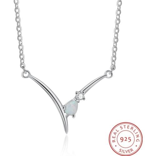 Cubic Zirconia Initial Necklace 925 Sterling Silver Opal Necklaces V Letter Pendants Necklaces Luxury Jewelry Party Gifts