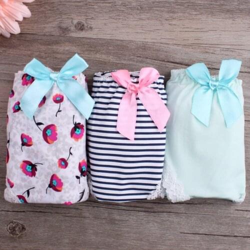 Summer Sexy Lace Panties female silky skin knickers black bow underwear women waist briefs printing temptation kawaii underpants