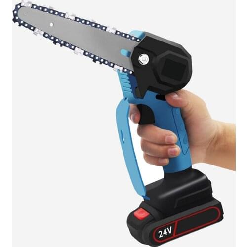6 Inch 24V Mini Chainsaw with 2 Pcs Battery Woodworking Trim One-handed Garden Tool Rechargeable EU Plug Lithium Chain Saw
