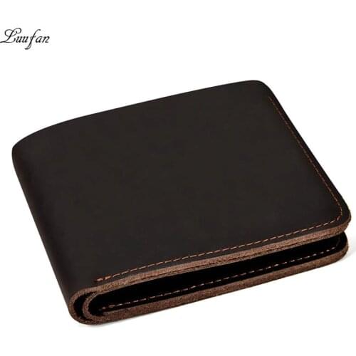 Luufan Handmade Vintage Crazy horse Leather Wallet Men Genuine Leather Short Wallet Slim Coin Purse Male Money Clips Money bag