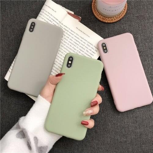 Scrub Solid Color Silicone Case for Iphone 11 Pro Max 12 X Xs Max Xr 6 7 8Plus Green Candy Soft Tpu Case Back Cover Capa