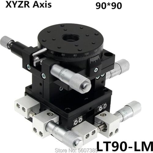 LT90-LM XYZR Axis diameter 90mm Knob Micrometer Sliding stage Guide Rail Type Platform Manual Displacement Sliding Table