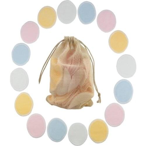 Reusable Bamboo Makeup Remover Pads 12pcs/Pack Washable Rounds Cleansing Facial Cotton Make Up Removal Pads Tool