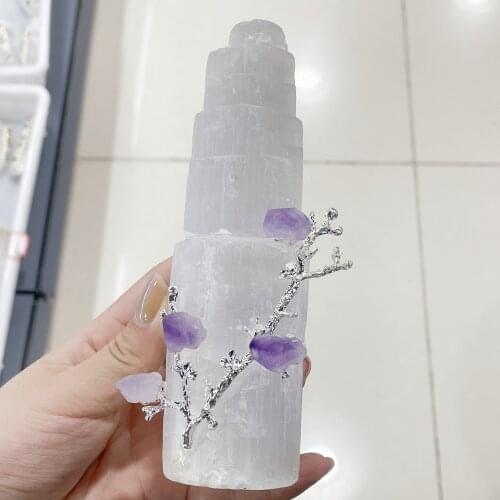 Natural SelenIte White Gypsum Towers Crystal Home Decor