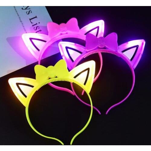 Led Headband led party Cat Ears Glow Headband For Kids Light Up Toys Head Wear Wedding Party Flashing Cat Hair Party Supplies