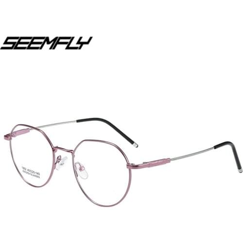 Seemfly Men Women Vintage Round Frame Glasses Fashion Clear Lens Eyeglasses Male Goggle Spectacle Plain Mirror Unisex Eyewear