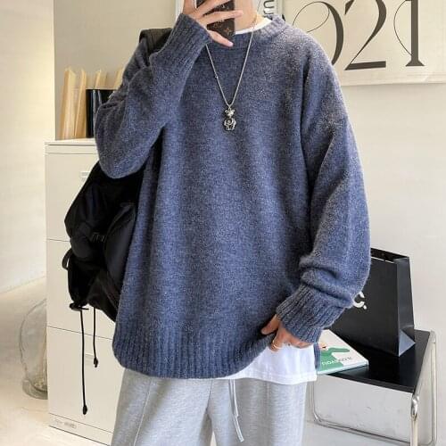 2021 oversized Pullover mens sweater elegant winter long sweater Street mens Pullover warm coat