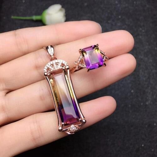 Rare Amethyst suit, double-color gemstones, rare in the world. 925 Sterling silver, beautiful color