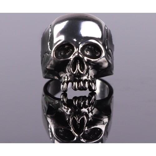 SECRET BOYS FDLK - Vintage 316L Stainless Steel Skull Silver Ring Mens Skull Biker Rock Roll Gothic Punk Jewelry Ring