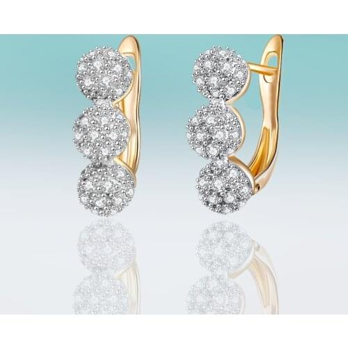 New Fashion Round Gold Earrings Ball Micro Inlay Full Cubic Zirconia Stud Earrings for Women Jewelry Delicate Gifts Brincos