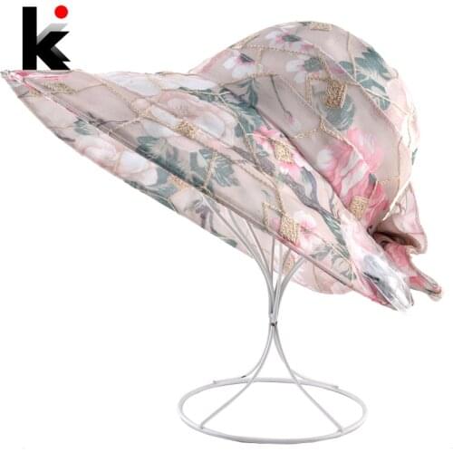Summer Hats For Women Bow-knot Beach Wide Brim Caps Floppy Bob Sun Cap Ladies Flower Lace Visor Hat Outdoor Casual Bucket Hat