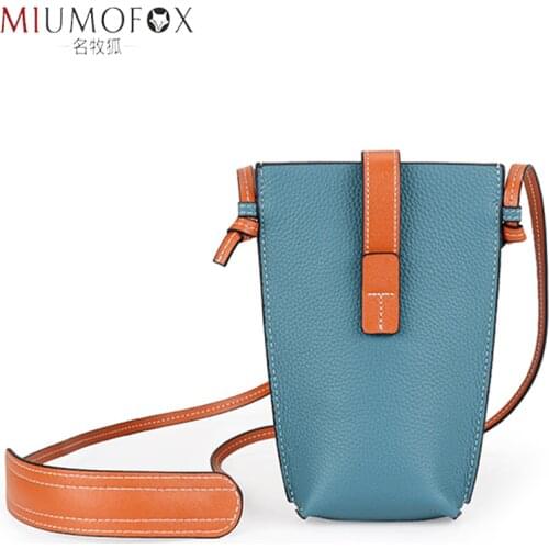 New Womens Bags Phone Pocket Genuine Leather Handbags Mini Shoulder Bag Woman Crossbody Bags Simple Small Bags for iPhone 12