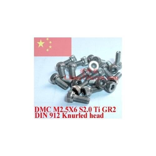 M2.5 Titanium screws DIN 912 M2.5x6 M2.5x7 M2.5x8 M2.5x10 Knurled Head Hex 2.0 Driver Ti GR2 Polished