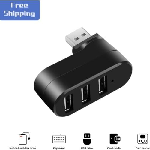 Hub USB 2.0 Rotate Mini Splitter Adapter Three-port Multi-function Extender For PC Laptop Accessories Black & White