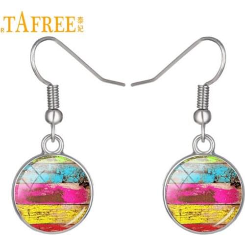 TAFREE Colorful Geometry Drop Earrings mandala flower dangle earrings 2017 new iron alloy high quality novelty jewelry A390
