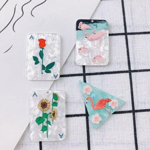 DIY Jewelry Accessories Acrylic Flamingo Sunflower Rose Pendant Jewelry Accessories Material
