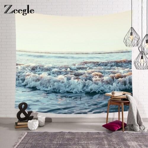 Zeegle Sea Waves Printed Wall Tapestry Beach Throw Towel Pinic Mat Yoga Mats Boho Decor Hanging Wall Fabric Tapestries Sofa Cove