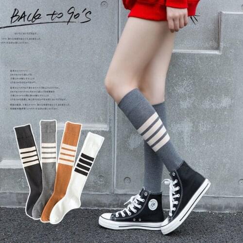 Womens Socks Autumn Winter Fashion Long Socks Simple Stripes Female Socks College Style Sexy Socks Women Long Stockings Warm