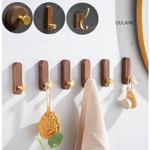 1Pc Creative Wood Wall Mounted Robe Hook Toilet Door Back Coat Hanger Living Room Bathroom Supplies