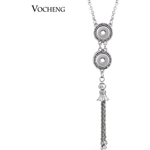 12mm Snap Button Charms Necklace Metal Tassel Pendant Jewelry NN-303