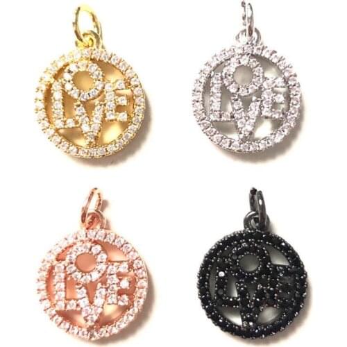 5pcs LOVE Word Charm for Girl Jewelry Making Cubic Zirconia Pave Letters Pendant for Women Bracelet Necklace Handmade Accessory