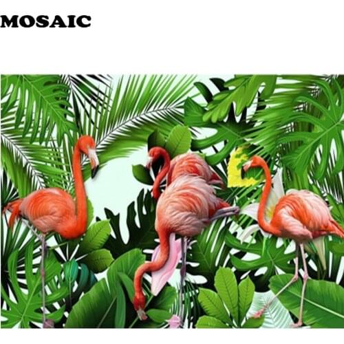 5D DIY Diamond Embroidery Flamingo leaves Full Square Rhinestone Sets 5D Diamond Painting Cross Stitch Needlework wall art