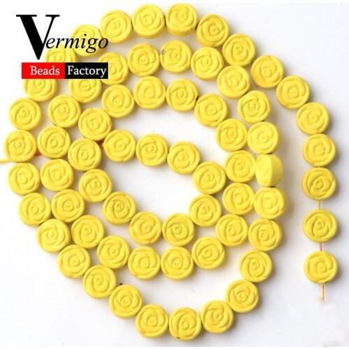 Natural Yellow Flowers Nanotech Rubber Hematite Stone Beads For Jewelry Making 6mm Spacer Beads Diy Bracelets Accessories 15