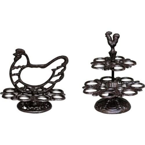 Retro Cast Iron Egg Rack American Country Nostalgic Rooster Decoration Kitchen Cake Room Decoration Egg Tray