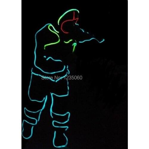 Hot Sale Led lights Robot ELWire Dance Costume Ballroom Cold Light Clothing Wear For Stage Show,Club, Bar,DJ, DHL Free Shipping