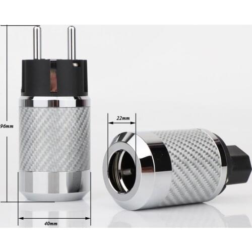 Hi-End Carbon Fiber Rhodium Plated European standard AC Power Plug IEC Female Plug DIY Mains Power cable