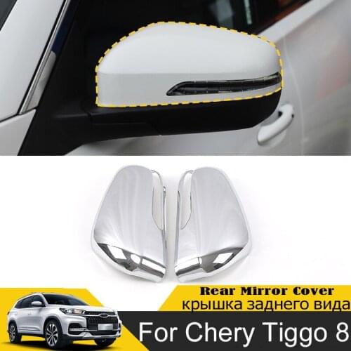 Chrome For Chery Tiggo 8 2019 2020 2021 Door Rear View Mirror Covers Stickers Car-Styling Decoration 2Pcs