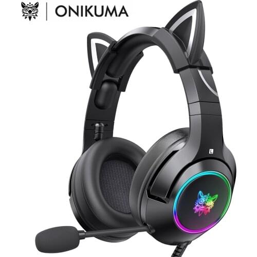 ONIKUMA K9 Gaming Headphones For Girl Kid PC Stereo Gaming Headsets With Mic & LED Light For Laptop/ PS4/Xbox One Controller