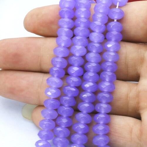 Hot 5x8mm faceted purple abacus loose chalcedony beads 15" fashion DIY jewelry making beads wholesale and retail