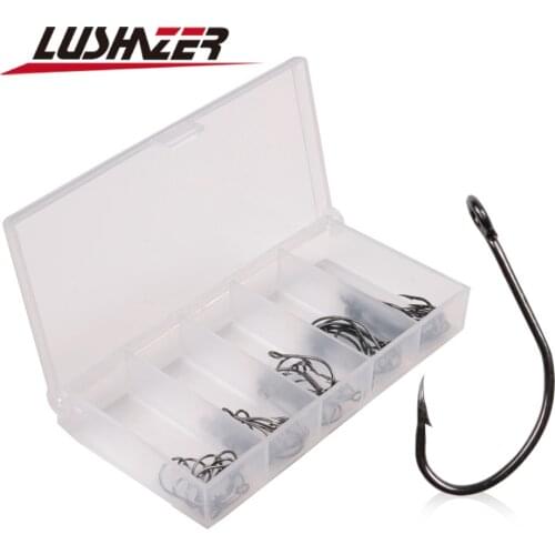 LUSHAZER 50pcs/lot Carbon Steel Fishing Hooks Crank hook Barbed fishhook fishing tackle fish hook single fishing hooks