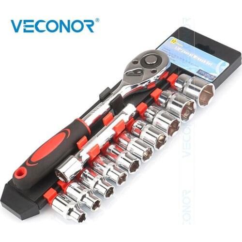 1/2" Socket Ratchet Wrench Spanner Tool Quick Release with 10Pcs Sockets 10 11 12 13 14 15 17 19 22 24mm
