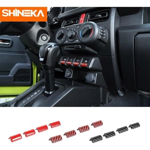 SHINEKA Carbon Fiber Sticker For Suzuki Jimny Car Window Lifting Switch Button Trim Cover Accessories For Suzuki Jimny 2019 2020