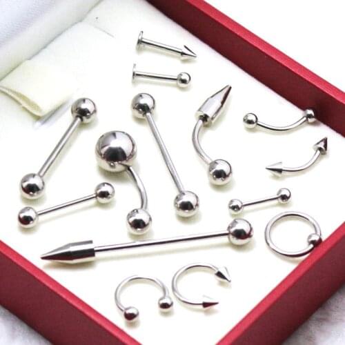 Stainless Steel Eyebrow Nose Lip Labret Captive Bead Ring Tongue Piercing Tragus Cartilage Earring Belly rings Body Jewelry