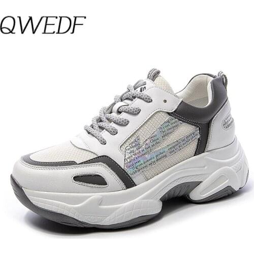 QWEDF 2019 New Designer Sneakers Women Platform Casual Shoes Fashion Sneakers Platform Basket Femme Casual Chunky Shoes Z4-12