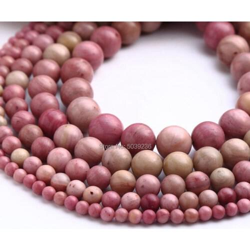 Wholesale Natural Stone Rhodonite Round Loose Beads for Jewelry Making 4-12mm Necklace Bracelet DIY
