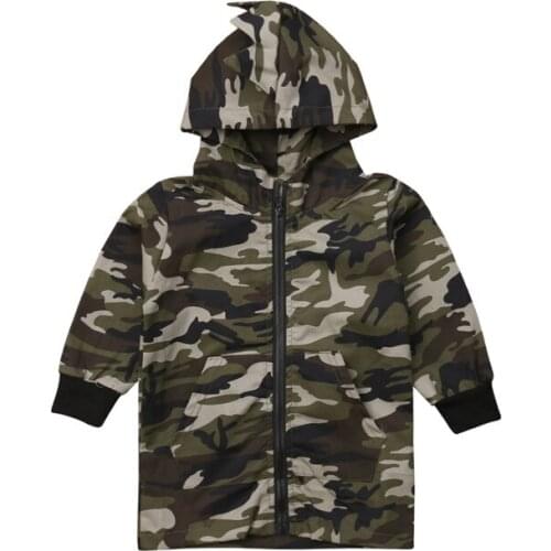 2-7T Toddler Baby Kids Boy Autumn Winter Outwear Camouflage Dinosaur Zipper Coat Tops Clothing