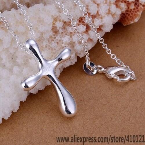 P105_2 Lucky Charm Silver Color Pendants For Women Jewelry Necklace Accessories Fashion Pendant Large Droplets Cross /fkz