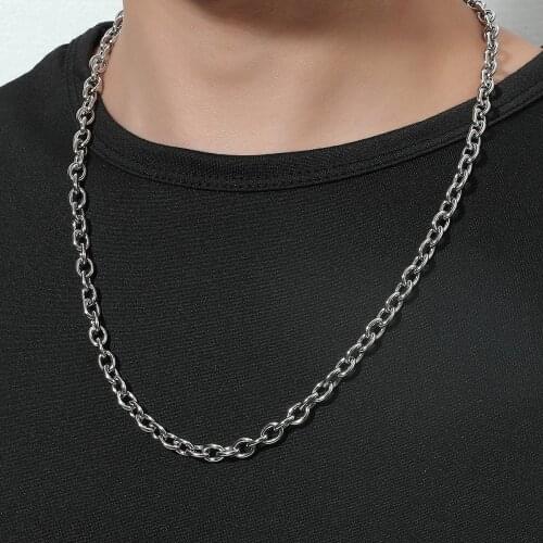 58Cm/48Cm Couple Necklace Diy Jewelry Accessories Men Necklace Stainless Steel Chain Hip Hop Trendy Give Friends Surprise Gift