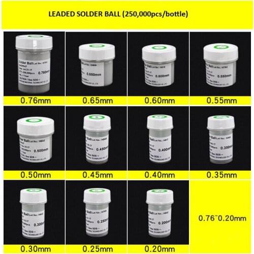1PCS PMTC 250K 0.4/0.6/0.3/0.45/0.5/0.55mm BGA Leaded solder Ball bga rework reballing For PCB Motherboard Chip Repair